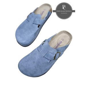 BUCKLE SUEDE CLOG MULES