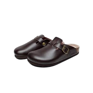 BUCKLE LEATHER CLOG MULES